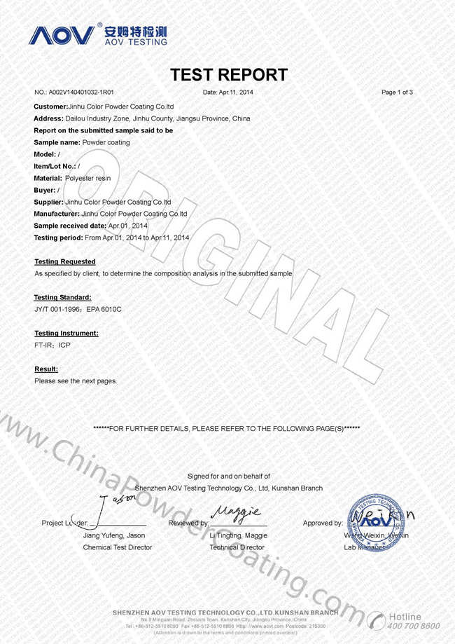 material-testing-report-polyester-powder-coating